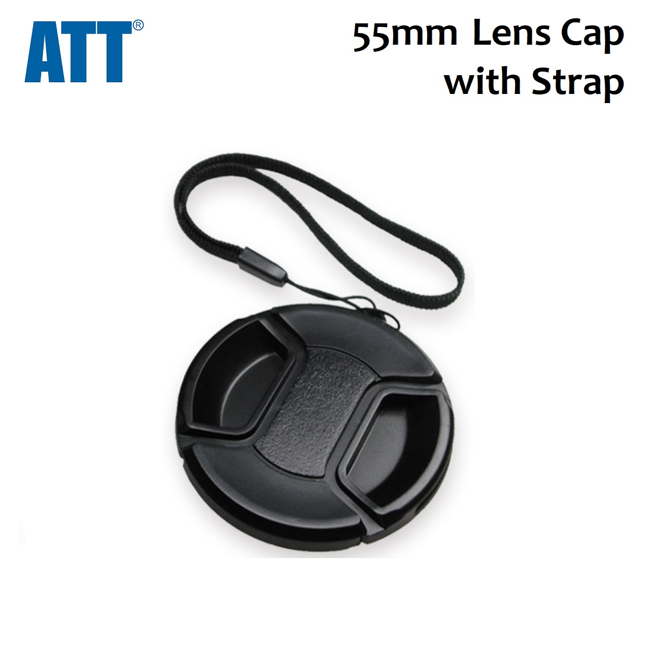 ATT Universal Lens Cap with Rubber Strap 55mm Lenscap Tutup Lensa
