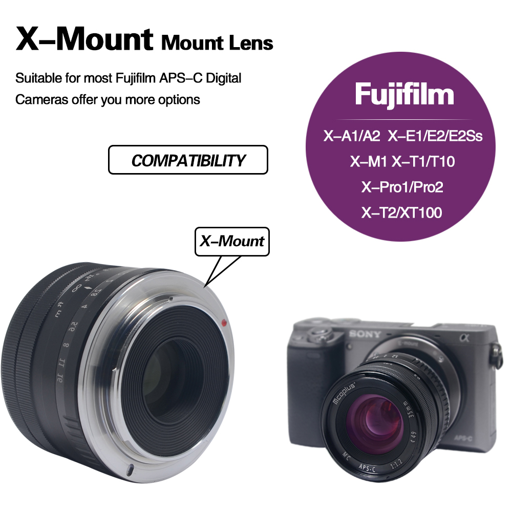 Lensa MCOPLUS 35mm F1.2 Lens for Fujifilm X Mount Mirrorless Camera