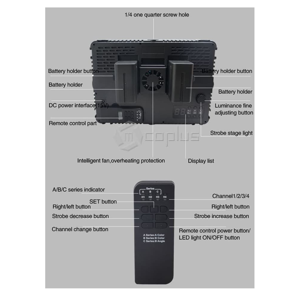 mcoplus-paket-hemat-1-le-520a-led-video-light-528pcs-bulbs-with-2-4g-wireless-remote-control-4