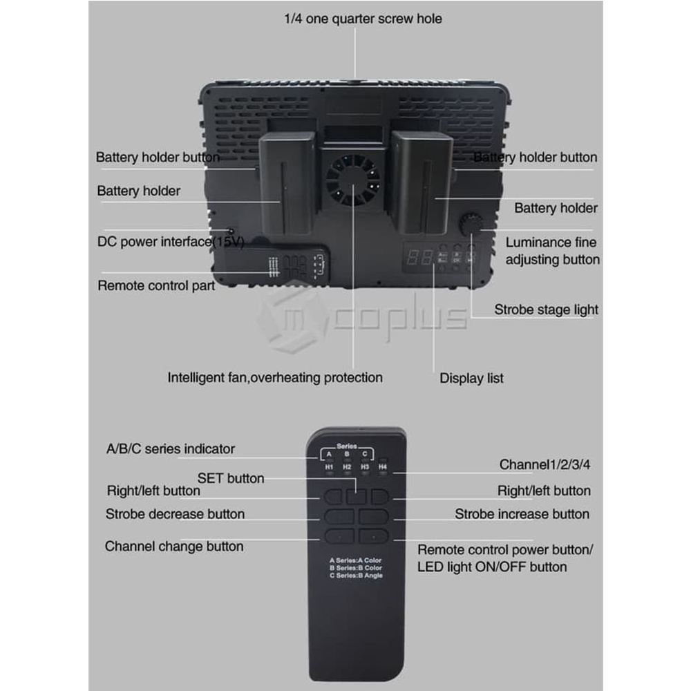 mcoplus-paket-hemat-1-le-520b-led-video-light-528pcs-bulbs-bi-color-3200-7500k-with-2-4g-wireless-remote-control-4