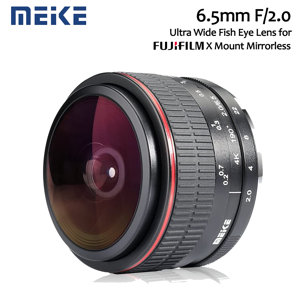 MEIKE Lensa 6.5mm F2.0 Fisheye Lens for Fujifilm X Mount Mirrorless Matrix Camera Toko