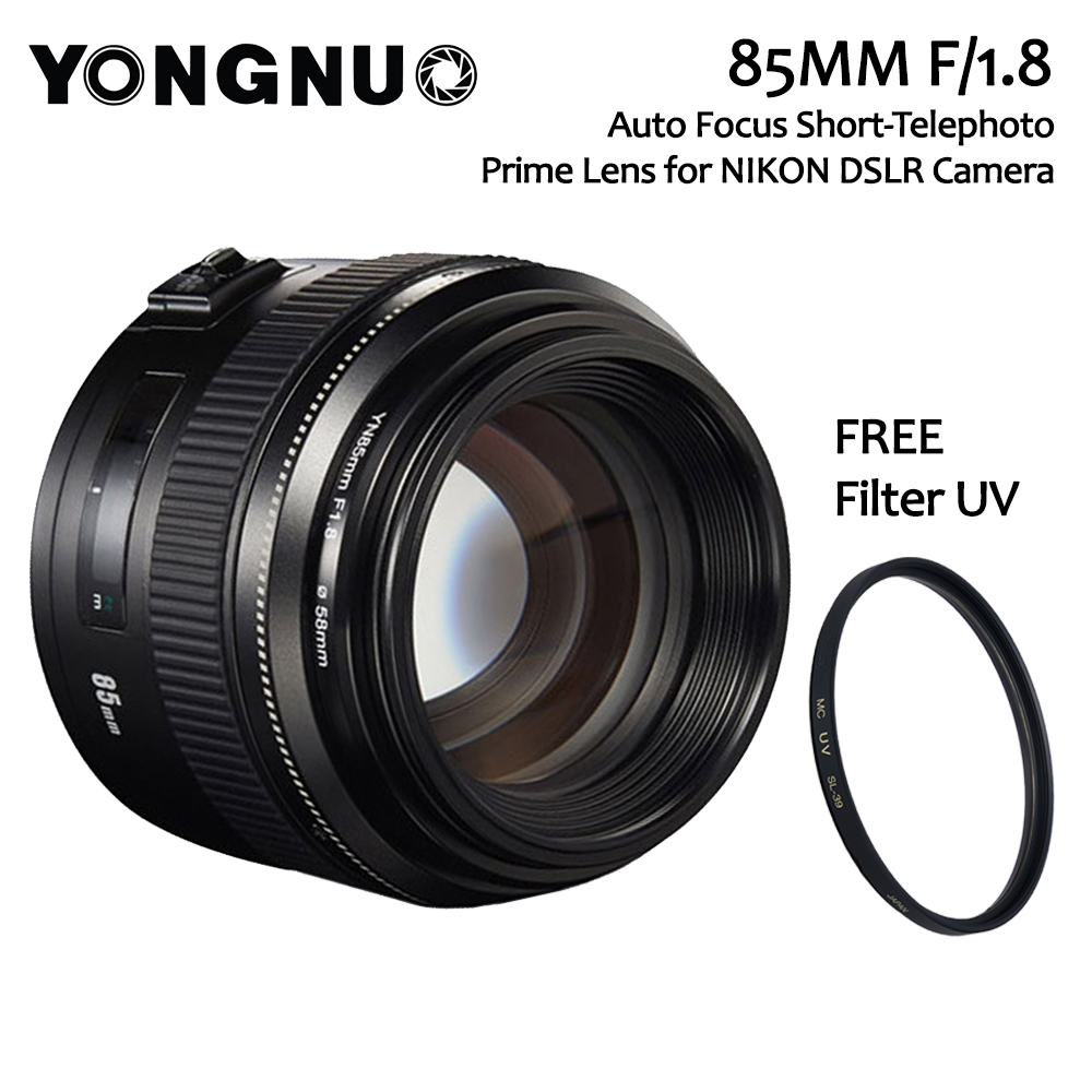 YONGNUO Lensa 85mm Short Telephoto Prime Lens for NIKON DSLR Camera  Filter UV