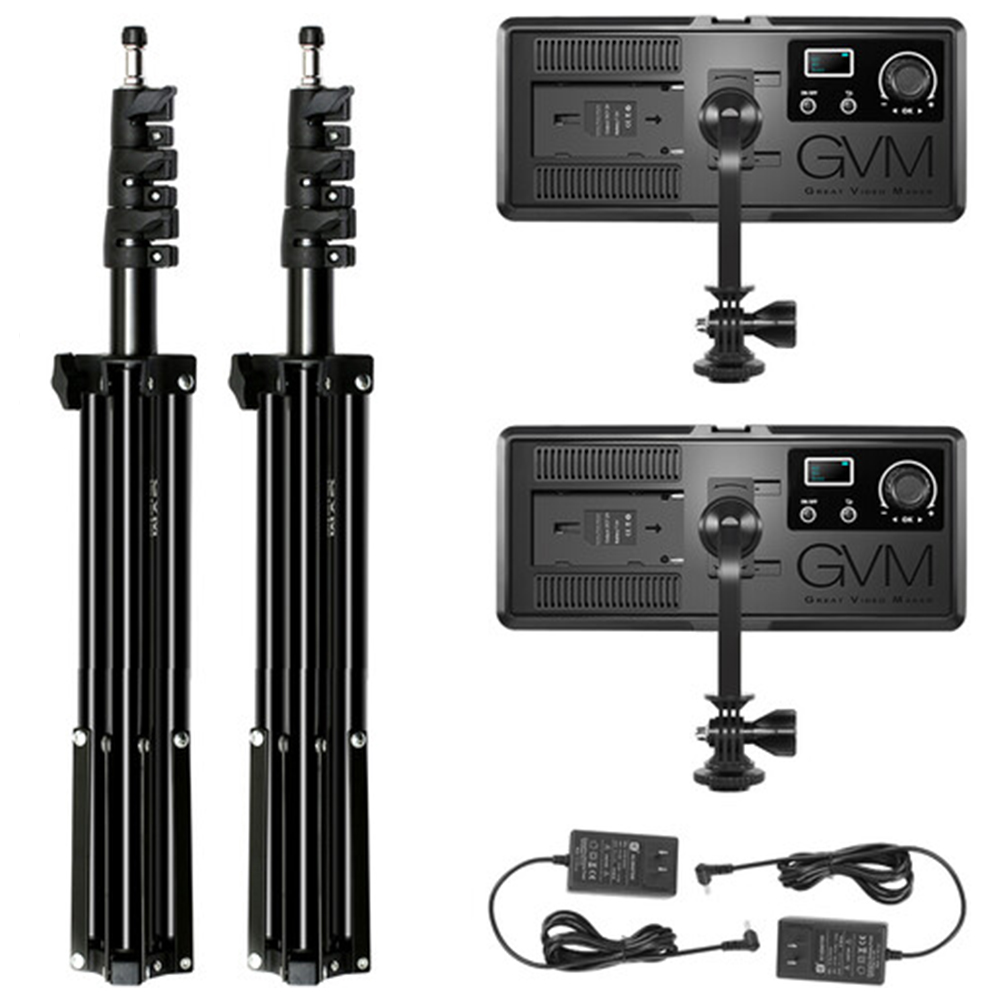 gvm-rgb20w2l-2pcs-hight-power-rgb-on-camera-light-with-bi-color-with-2pcs-light-stand-11